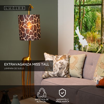 Lucide EXTRAVAGANZA MISS TALL - Lámpara de suelo - Ø 31,5 cm - 1xE27 - Oro mate / Latón